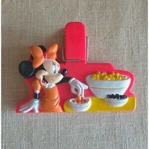 RARE 1980's Vintage Walt Disney by Hoan Minnie Mouse w/ Bowls Of Chips  Bag Clip